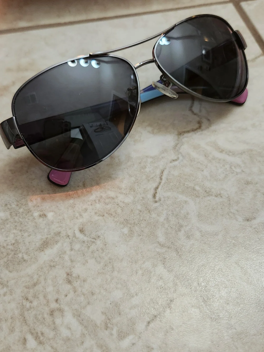 Aviator-Style Women's Sunglasses/GLASSES,  in Black with Multicolor Temples